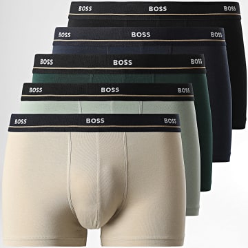 BOSS - Lot De 5 Boxers Essential 50517854 Noir Bleu Marine Beige Vert