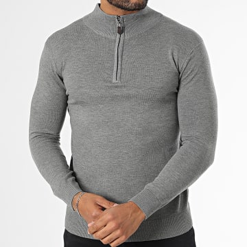 Classic Series - Jersey con cremallera gris jaspeado