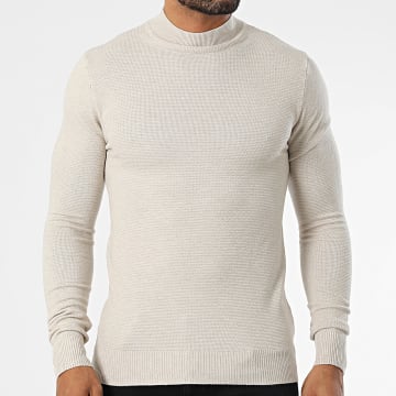 Classic Series - Jersey beige con cuello alto