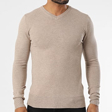 Classic Series - Jersey de Cuello V 662 Beige Jaspeado