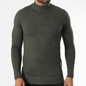 Classic Series - Suéter con Cuello Chimenea 665 Verde Caqui Oscuro