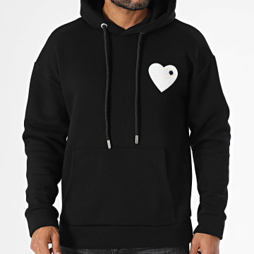 ADJ - Sudadera con capucha Heart Chic Negro Blanco