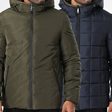 Classic Series - Doudoune Capuche Réversible Vert Kaki Bleu Marine