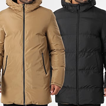 Classic Series - Doudoune Capuche Réversible Beige Noir
