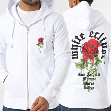 Luxury Lovers - Sweat Zippé Capuche Roses Barbed Blanc