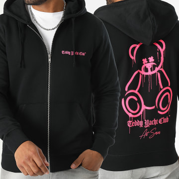 Teddy Yacht Club - Sudadera con capucha y cremallera Art Series Marker Negro Rosa Fluo