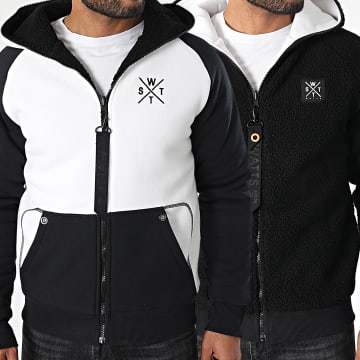 Watts - Omkeerbaar sweatshirt met rits Sherpa 1SHADE Zwart Wit