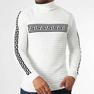 John H - Pull Col Roulé Blanc Renaissance