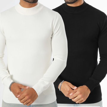 LBO - Lot De 2 Pulls Col Montant 1280 1281 Noir Blanc