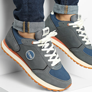 Colmar - Travis Block 012 Grijs Donker Denim Oranje Sneakers