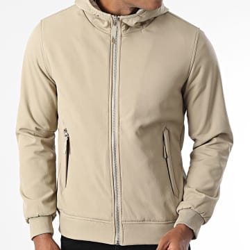 Classic Series - Chaqueta beige con capucha y cremallera