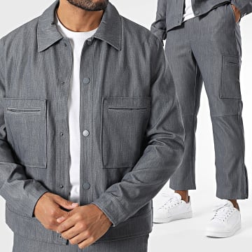 Frilivin - Conjunto de chaqueta y pantalón Heather Grey Cargo