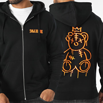 Sale Môme Paris - King Teddy Felpa con cappuccio e zip Nero Arancione Fluo