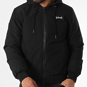 Schott NYC - Benson 24 Chaqueta negra con cremallera y capucha