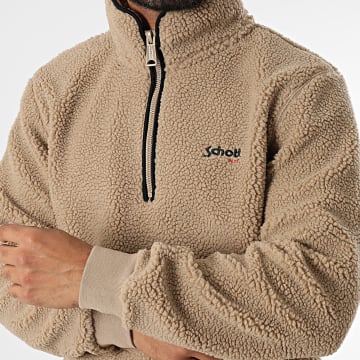 Schott NYC - Hoodie Fleece Mit Reißverschluss Kragen Andric 2 Beige