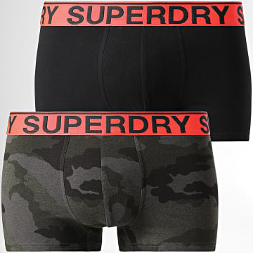 Superdry - Lot De 2 Boxers M3110461A Noir Vert Kaki Camouflage