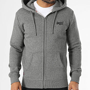 Superdry - Sudadera con capucha Essential Logo Zip M2013116A Gris jaspeado
