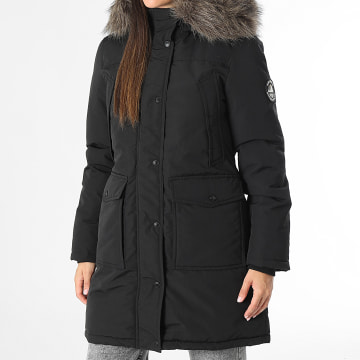 Superdry - Everest Parka con capucha de piel para mujer W5011786A Negro