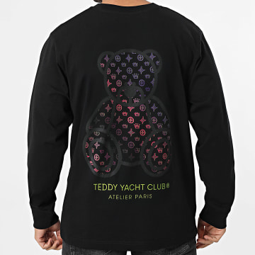 Teddy Yacht Club - T-Shirt Lange Mouwen Relaxed Street Couture Gradient Zwart