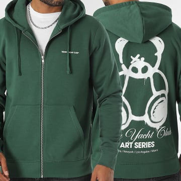 Teddy Yacht Club - Sudadera con capucha y cremallera Art Series Script Verde