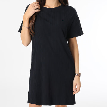 Tommy Hilfiger - Robe Tee Shirt Femme Rib Jersey Nightdress 5569 Bleu Marine