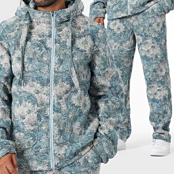 Frilivin - Ensemble Sweat Zippé Capuche Et Pantalon Bleu Clair