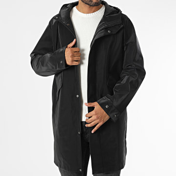 Frilivin - Chaqueta larga con cremallera y capucha Negro