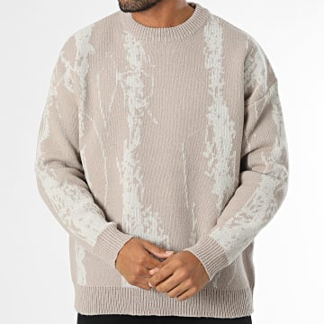 Frilivin - Pull Beige Blanc