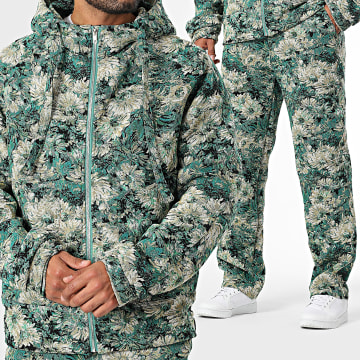 Frilivin - Conjunto de sudadera con cremallera y pantalón verde
