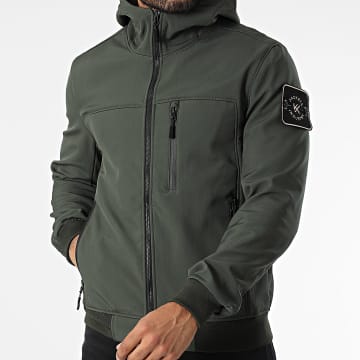 Kymaxx - Giacca con zip e cappuccio verde kaki
