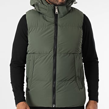 Kymaxx - Doudoune Sans Manches Capuche Vert Kaki