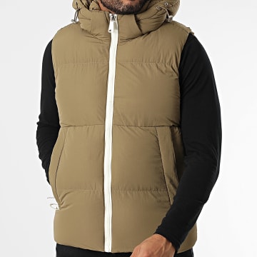 Kymaxx - Doudoune Sans Manches Capuche Camel