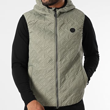 Kymaxx - Chaqueta sin mangas con capucha Verde caqui claro