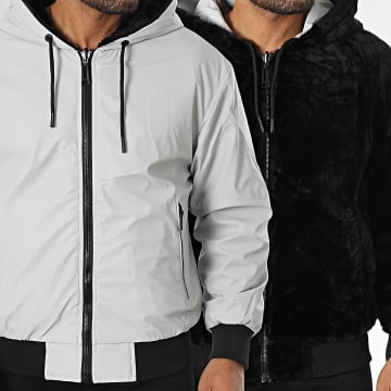 KZR - Veste Réversible Capuche Zippée Gris Noir