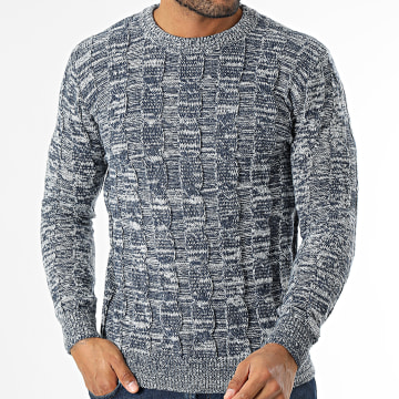 KZR - Pull Bleu Marine Blanc
