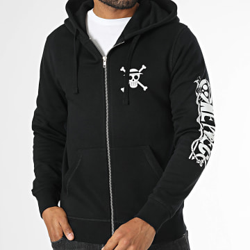 One Piece - Mugiwara Sleeve Hooded Zip Top Negro Blanco