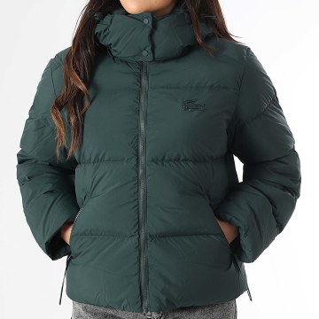 Lacoste - Abrigo de mujer Big Logo Cocodrilo Verde oscuro