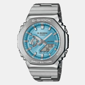 G-Shock - Montre G-Shock GM-2110D Argenté Bleu Clair