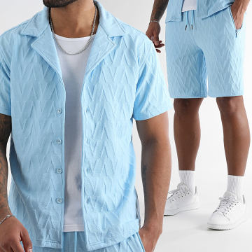 LBO - Ensemble Chemise Manches Courtes Et Short Jogging 0260 Bleu Clair