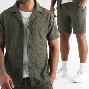 LBO - Ensemble Chemise Manches Courtes Et Short Jogging 0261 Vert Kaki