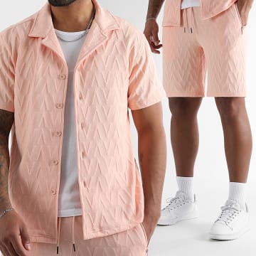 LBO - Conjunto de camisa de manga corta y pantalón corto 0262 Rosa