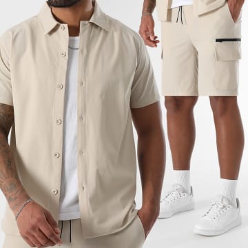 LBO - Set camicia a maniche corte e pantaloncini cargo 0269 Beige