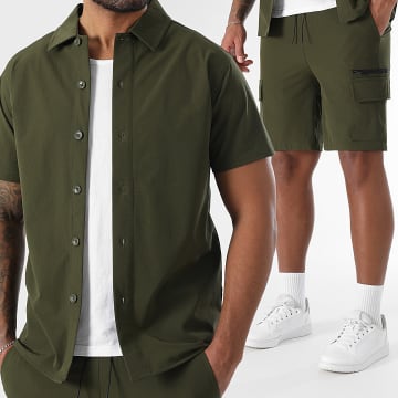LBO - Ensemble Chemise Manches Courtes Et Short Cargo 0270 Vert Kaki