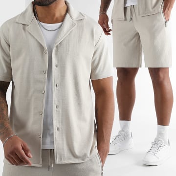 LBO - Camisa de manga corta y pantalón corto de lona 0275 Beige