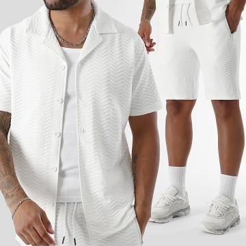 LBO - Ensemble Chemise Manches Courtes Et Short Jogging Waves 0278 Blanc