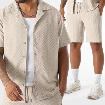 LBO - Ensemble Chemise Manches Courtes Et Short Jogging Waves 0279 Beige