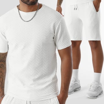 LBO - Ensemble Tee Shirt Et Short Jogging Waves 0280 Blanc