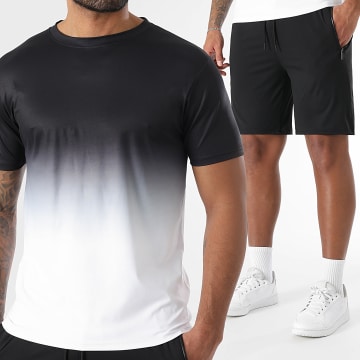 LBO - Ensemble Tee Shirt Et Short Jogging Dégradé 0285 Noir Blanc