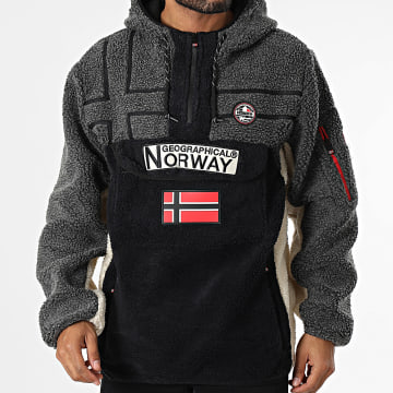 Geographical Norway - Sweat Capuche Polaire Riakolo Bleu Marine Gris Anthracite Beige