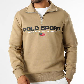 Polo Sport Ralph Lauren - Sweat Col Montant Zippé Logo Sport Camel